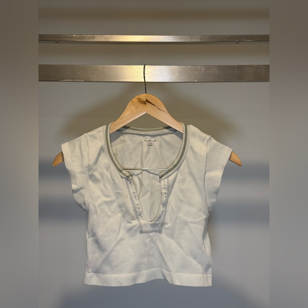Urban outfitters Cream Ribbed Crop Top